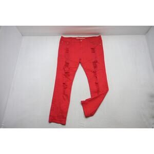 Argonaut Nation Ultra Slim Stretch Distressed Denim Jeans Red Mens Size 42 x 32